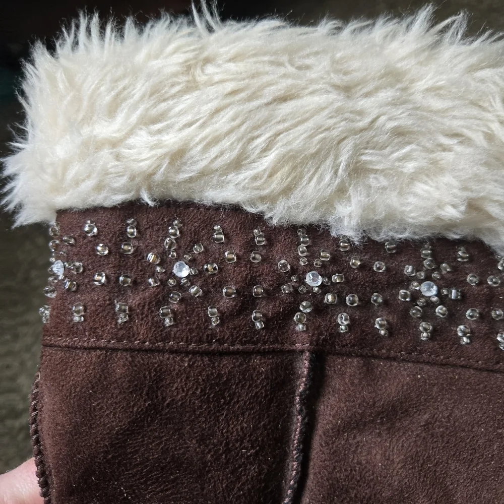 Y2K American Eagle Outfitters Brown Wedge Boots with Faux Fur‎ Size 8.5